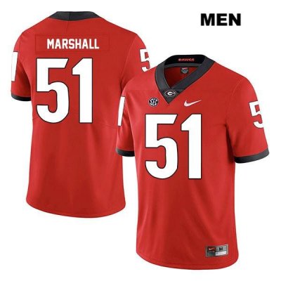 Men's Georgia Bulldogs NCAA #51 David Marshall Nike Stitched Red Legend Authentic College Football Jersey ISI8354FH